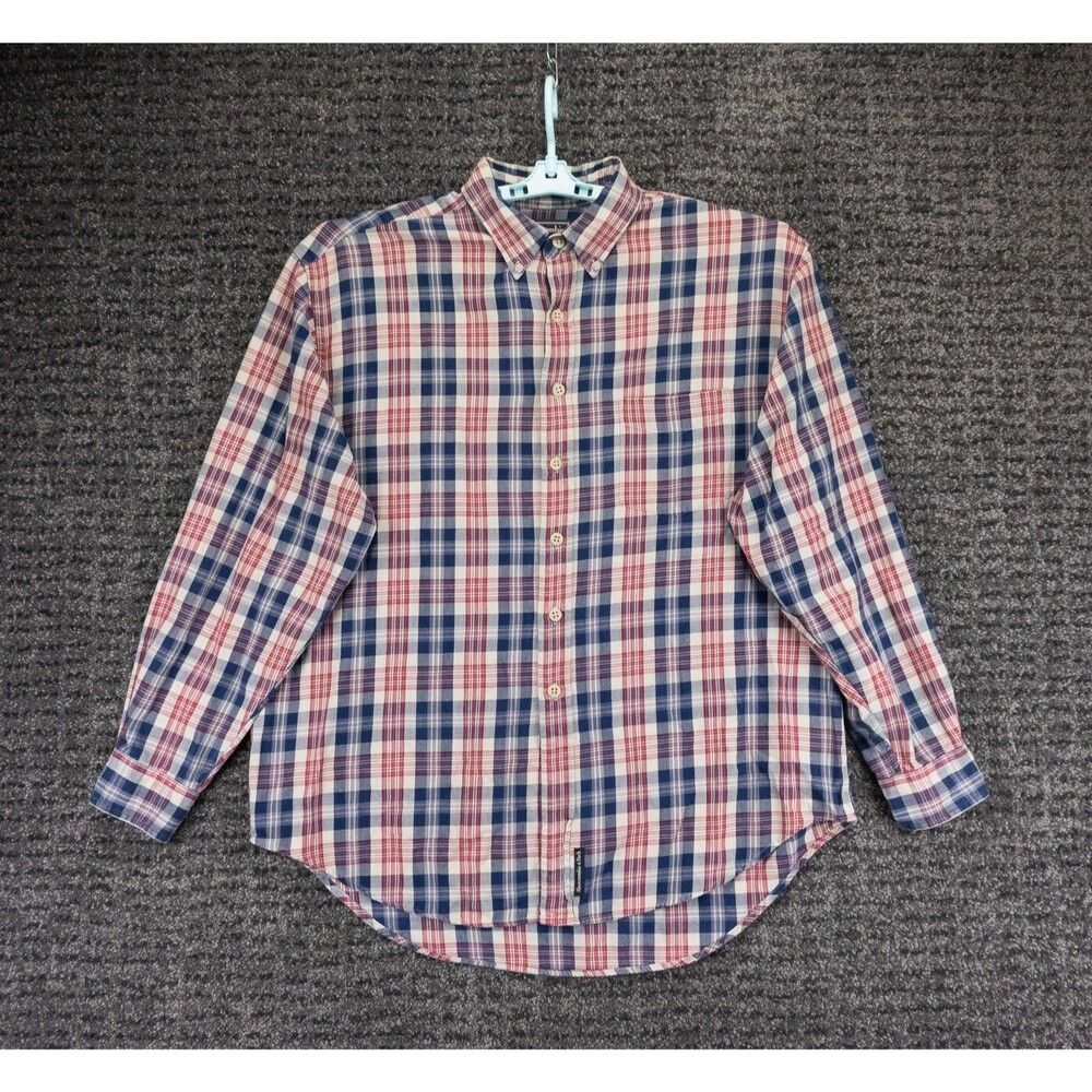 Vintage Abercrombie & Fitch Shirt Mens Large (2XL Fit) Blue Red Plaid Flannel